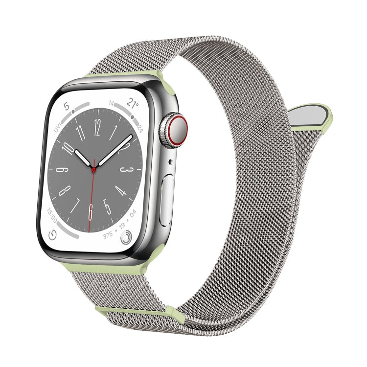 For Apple Watch Series 2 38mm Two Color Milanese Loop Magnetic Watch Band(Starlight Green) - Watch Bands by PMC Jewellery | Online Shopping South Africa | PMC Jewellery