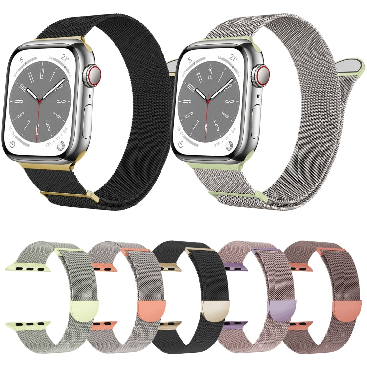 For Apple Watch SE 2023 40mm Two Color Milanese Loop Magnetic Watch Band(Pink Purple) - Watch Bands by PMC Jewellery | Online Shopping South Africa | PMC Jewellery