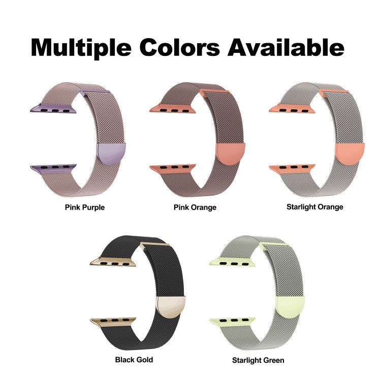 For Apple Watch Series 2 42mm Two Color Milanese Loop Magnetic Watch Band(Pink Orange) - Watch Bands by PMC Jewellery | Online Shopping South Africa | PMC Jewellery