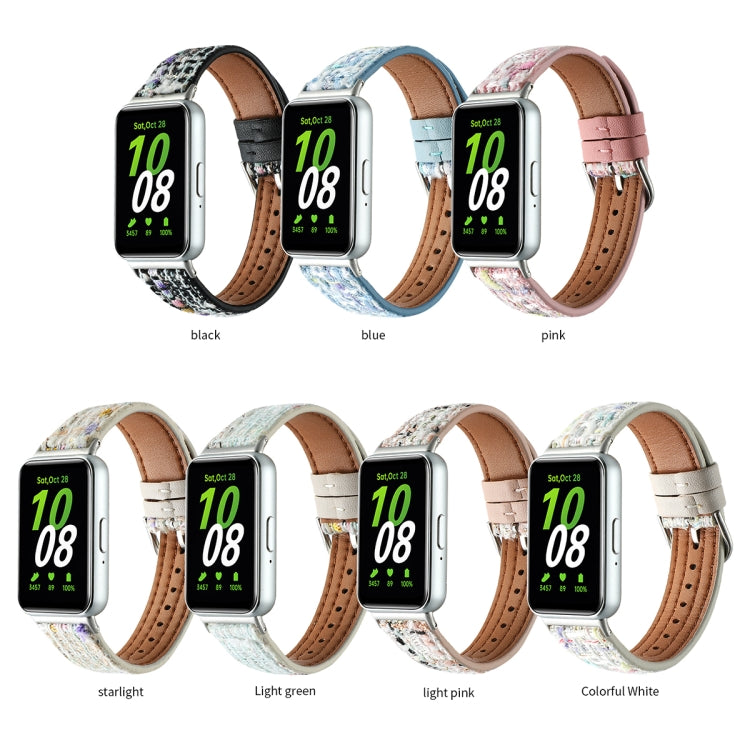 For Samsung Galaxy Fit 3 Woolen Leather Watch Band(Light Pink) - Watch Bands by PMC TechLife | Online Shopping South Africa | PMC TechLife