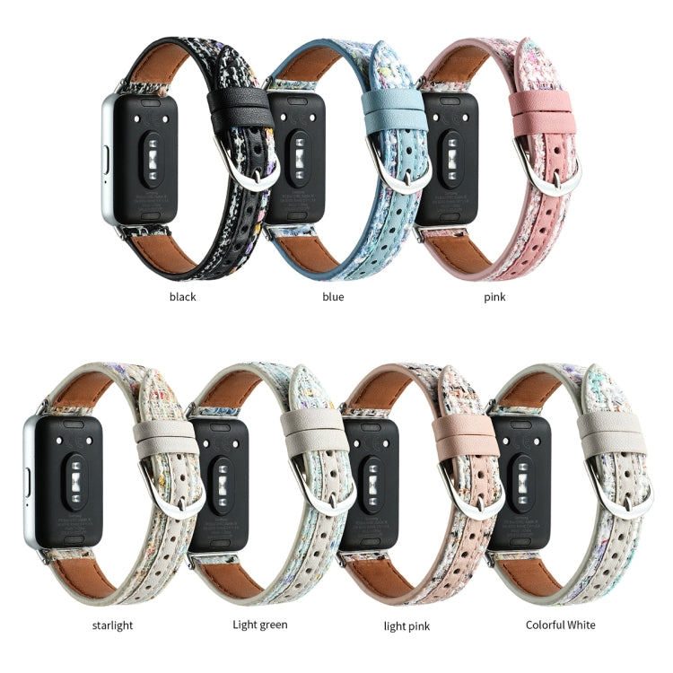 For Samsung Galaxy Fit 3 Woolen Leather Watch Band(Colorful White) - Watch Bands by PMC TechLife | Online Shopping South Africa | PMC TechLife