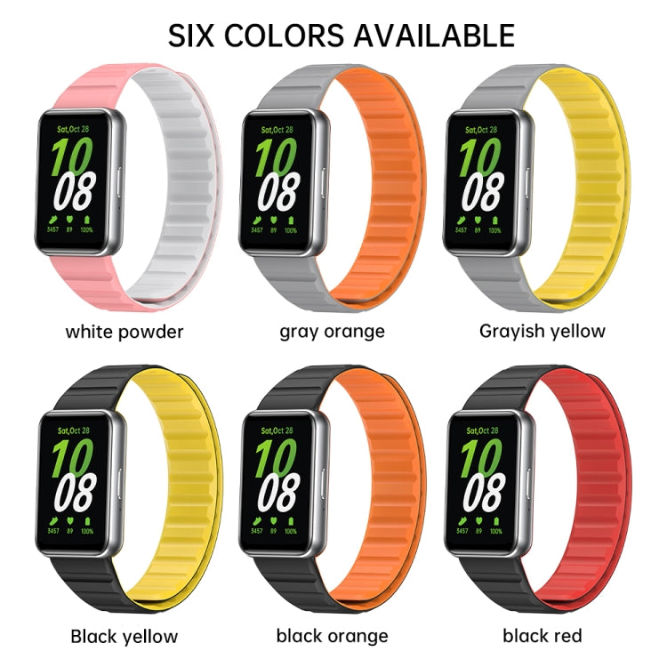 For Samsung Galaxy Fit 3 Two Color Magnetic Silicone Watch Band(White Pink) - Watch Bands by PMC TechLife | Online Shopping South Africa | PMC TechLife