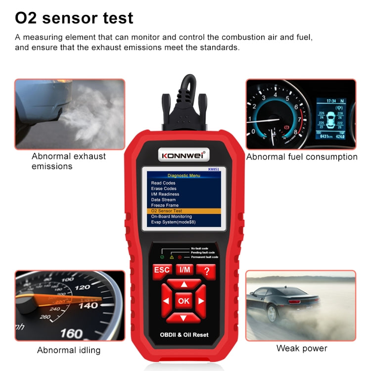 KONNWEI KW851 2 in 1 Car OBDll Scanner Diagnostic Tool Oil Service Light Reset(Black) - free shipping - PMC TechLife - Order now!
