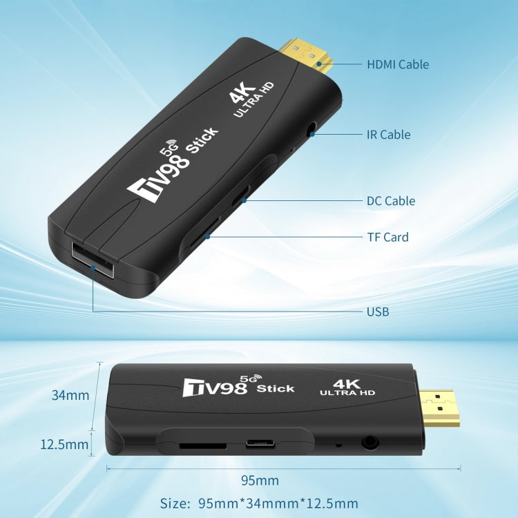 TV98 Rockchip 3228A Quad Core 4K HD Bluetooth Android TV Stick, RAM:2GB+16GB(UK Plug) - Android TV Sticks by PMC Jewellery | Online Shopping South Africa | PMC Jewellery | Buy Now Pay Later Mobicred