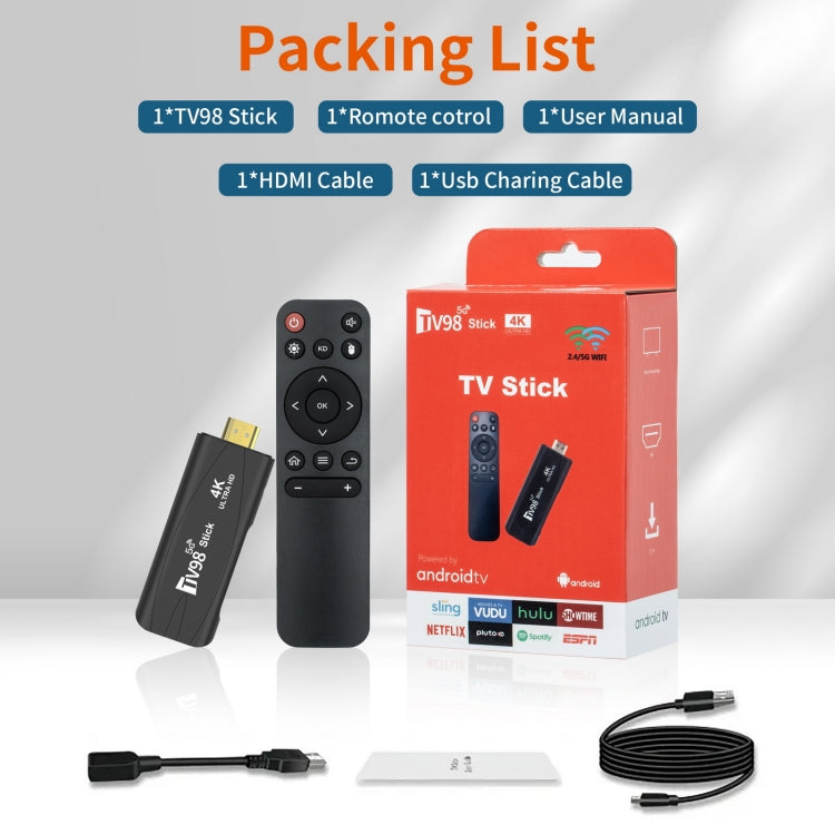 TV98 Rockchip 3228A Quad Core 4K HD Bluetooth Android TV Stick, RAM:2GB+16GB(UK Plug) - Android TV Sticks by PMC Jewellery | Online Shopping South Africa | PMC Jewellery | Buy Now Pay Later Mobicred