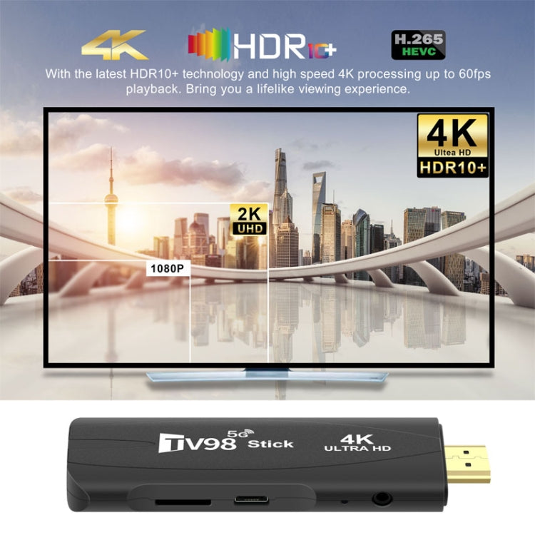 TV98 Rockchip 3228A Quad Core 4K HD Bluetooth Android TV Stick, RAM:4GB+32GB(AU Plug) - Android TV Sticks by PMC TechLife | Online Shopping South Africa | PMC TechLife | Buy Now Pay Later Mobicred