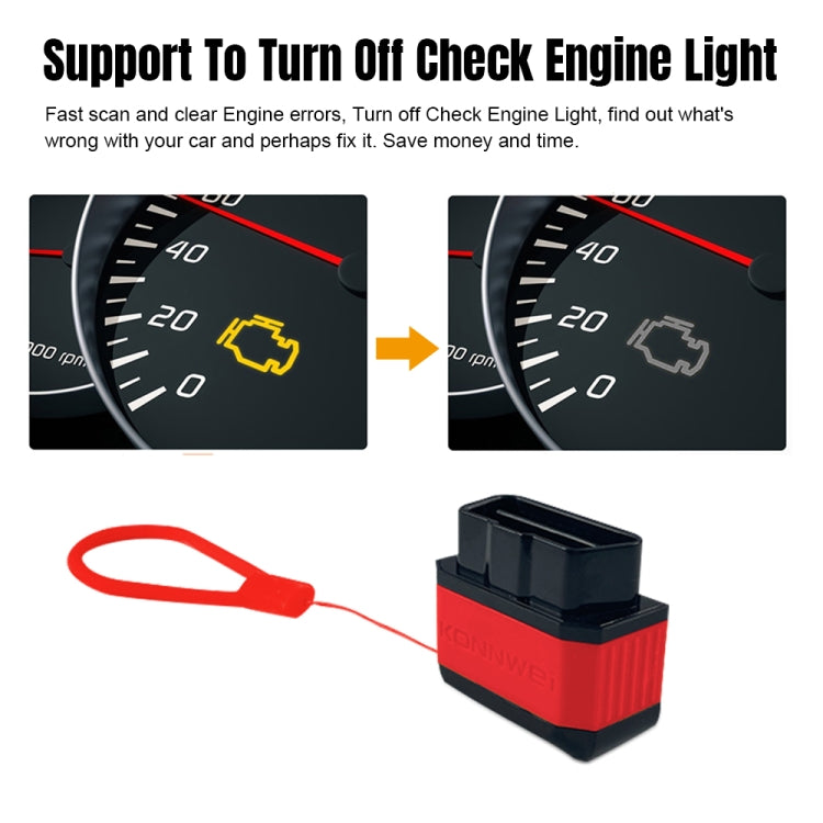 KONNWEI KW905 Bluetooth 5.0 Car OBD2 Scanner Support Android & iOS(Black Red) - Code Readers & Scan Tools by KONNWEI | Online Shopping South Africa | PMC TechLife | Buy Now Pay Later Mobicred