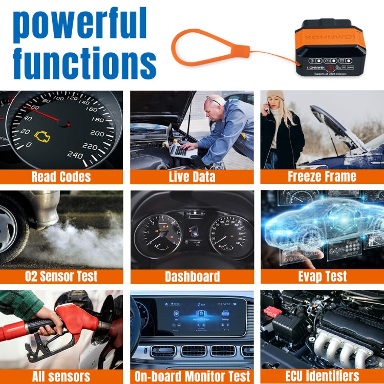 KONNWEI KW906 Bluetooth 5.0 Car OBD2 Scanner Support Android & iOS(Black Red) - free shipping - PMC TechLife - Order now!