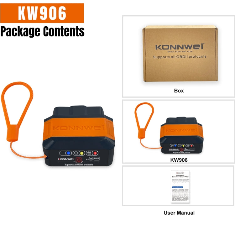 KONNWEI KW906 Bluetooth 5.0 Car OBD2 Scanner Support Android & iOS(Black Red) - free shipping - PMC TechLife - Order now!