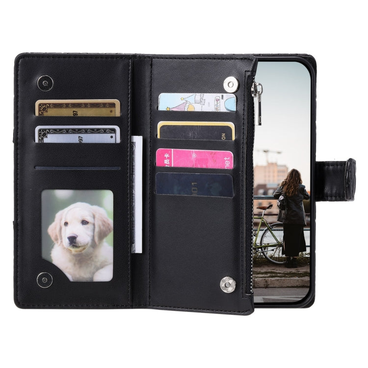 For Google Pixel 7 5G Glitter Lattice Zipper Wallet Leather Phone Case(Black) - Google Cases by PMC TechLife | Online Shopping South Africa | PMC TechLife | Buy Now Pay Later Mobicred