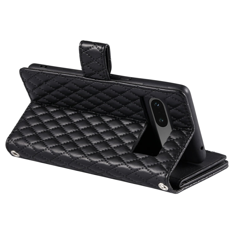 For Google Pixel 7 5G Glitter Lattice Zipper Wallet Leather Phone Case(Black) - Google Cases by PMC TechLife | Online Shopping South Africa | PMC TechLife | Buy Now Pay Later Mobicred