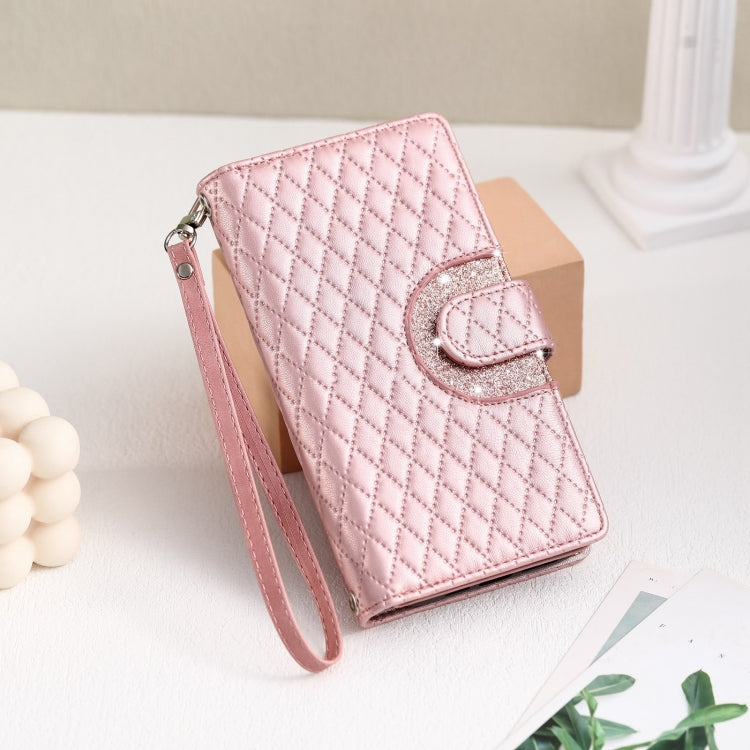 For Google Pixel 7 5G Glitter Lattice Zipper Wallet Leather Phone Case(Rose Gold) - Google Cases by PMC TechLife | Online Shopping South Africa | PMC TechLife | Buy Now Pay Later Mobicred
