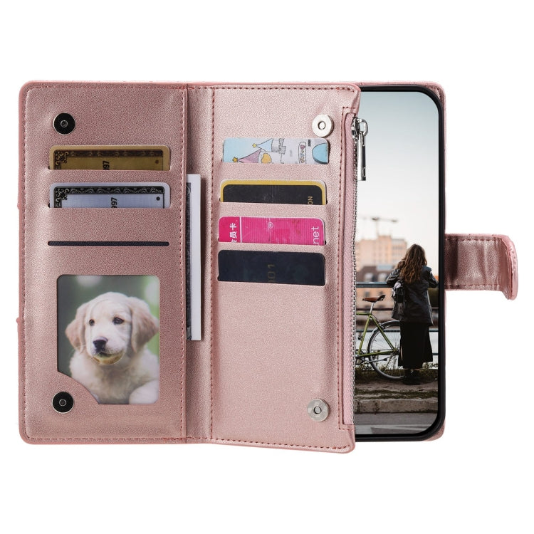 For Google Pixel 8 Glitter Lattice Zipper Wallet Leather Phone Case(Rose Gold) - Google Cases by PMC TechLife | Online Shopping South Africa | PMC TechLife | Buy Now Pay Later Mobicred