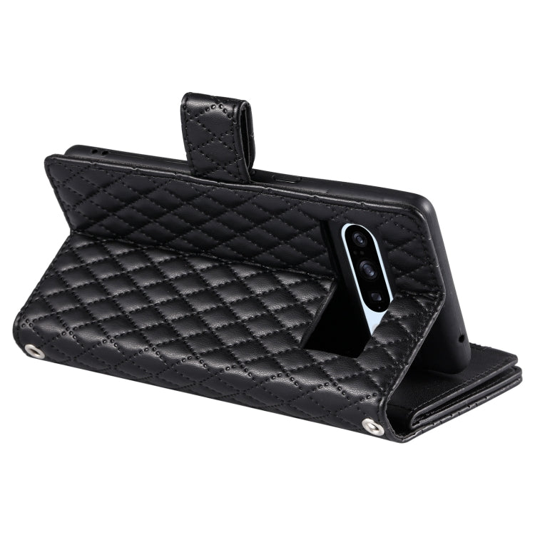 For Google Pixel 8 Pro Glitter Lattice Zipper Wallet Leather Phone Case(Black) - Google Cases by PMC TechLife | Online Shopping South Africa | PMC TechLife | Buy Now Pay Later Mobicred