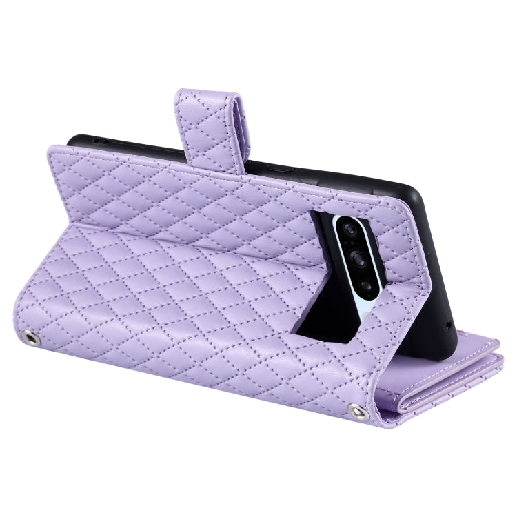 For Google Pixel 8 Pro Glitter Lattice Zipper Wallet Leather Phone Case(Purple) - Google Cases by PMC TechLife | Online Shopping South Africa | PMC TechLife | Buy Now Pay Later Mobicred