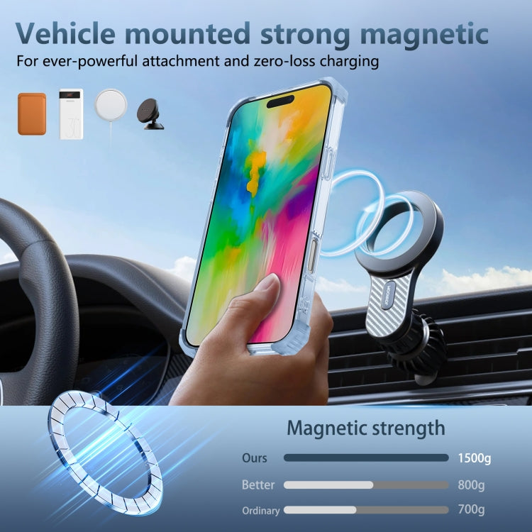 For iPhone 16 Pro Gold Shield CD Pattern MagSafe Magnetic Phone Case with Rotating Stand(Transparent Blue) - iPhone 16 Pro Cases by PMC TechLife | Online Shopping South Africa | PMC TechLife | Buy Now Pay Later Mobicred