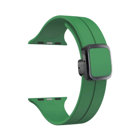 For Apple Watch Series 9 41mm Magnetic Square Buckle Silicone Watch Band(Alfalfa) - Watch Bands by PMC Jewellery | Online Shopping South Africa | PMC Jewellery