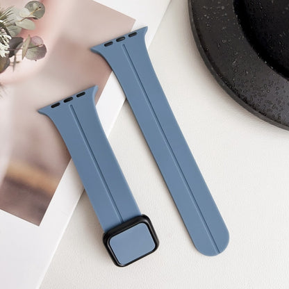 For Apple Watch Series 8 41mm Magnetic Square Buckle Silicone Watch Band(Blue) - Watch Bands by PMC Jewellery | Online Shopping South Africa | PMC Jewellery