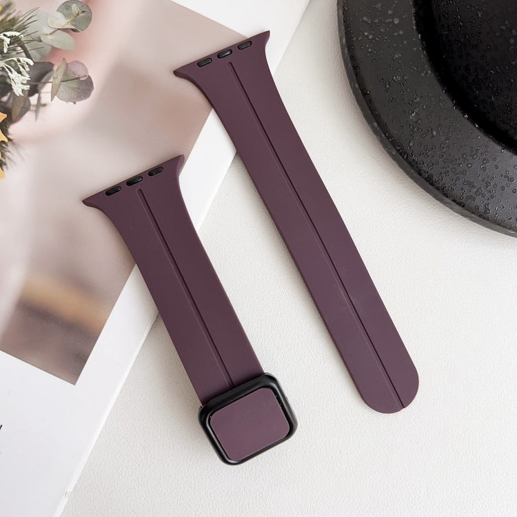 For Apple Watch Series 8 45mm Magnetic Square Buckle Silicone Watch Band(Fruit Purple) - Watch Bands by PMC Jewellery | Online Shopping South Africa | PMC Jewellery