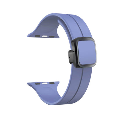 For Apple Watch SE 2022 44mm Magnetic Square Buckle Silicone Watch Band(Lilacs Purple) - Watch Bands by PMC Jewellery | Online Shopping South Africa | PMC Jewellery