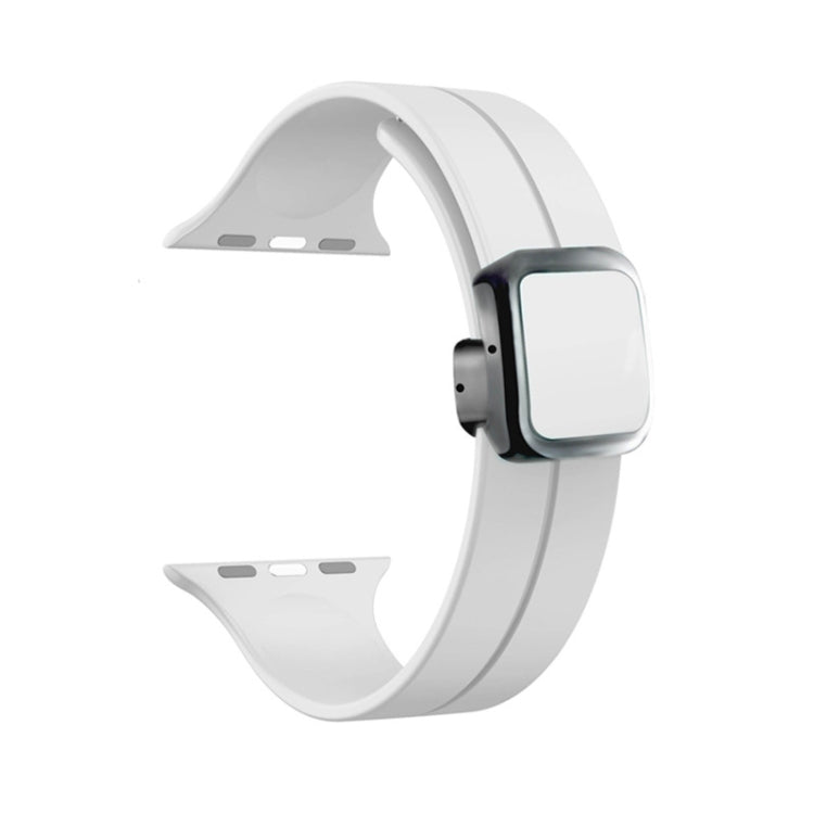 For Apple Watch SE 40mm Magnetic Square Buckle Silicone Watch Band(White) - free shipping - PMC TechLife - Order now!