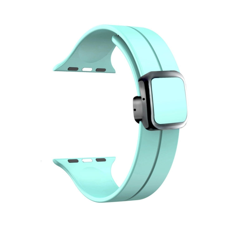 For Apple Watch SE 40mm Magnetic Square Buckle Silicone Watch Band(Sapphire Blue) - Watch Bands by PMC TechLife | Online Shopping South Africa | PMC TechLife