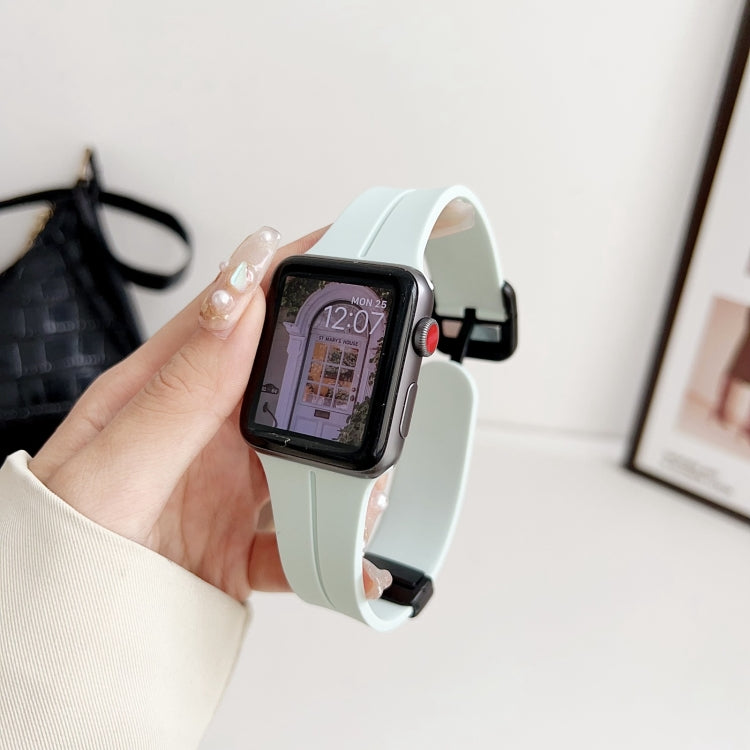 For Apple Watch SE 40mm Magnetic Square Buckle Silicone Watch Band(Sapphire Blue) - Watch Bands by PMC TechLife | Online Shopping South Africa | PMC TechLife
