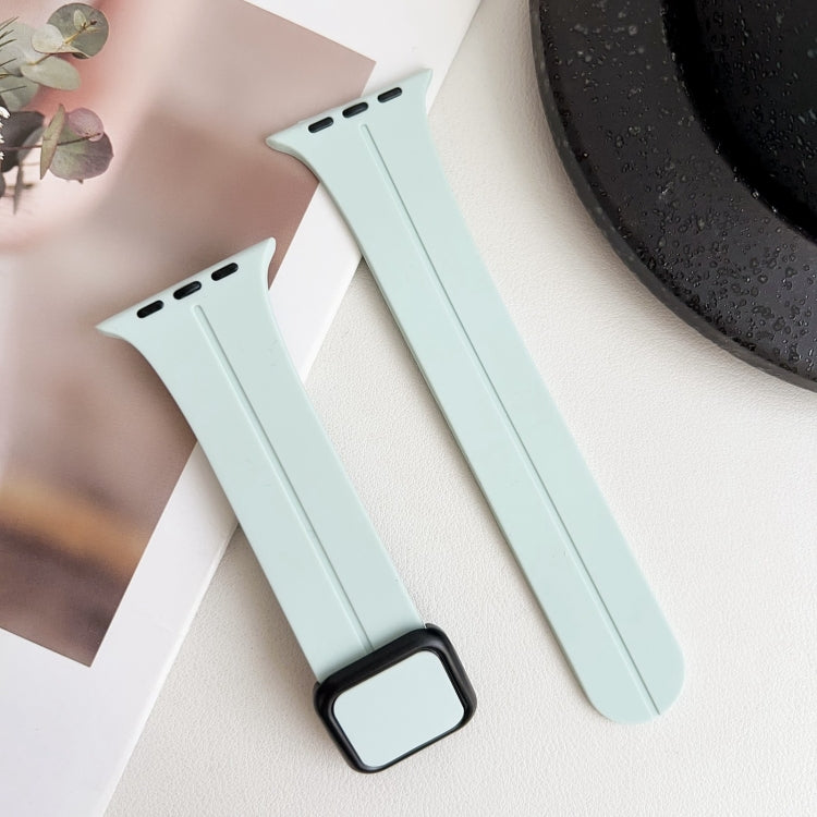 For Apple Watch SE 40mm Magnetic Square Buckle Silicone Watch Band(Sapphire Blue) - Watch Bands by PMC TechLife | Online Shopping South Africa | PMC TechLife