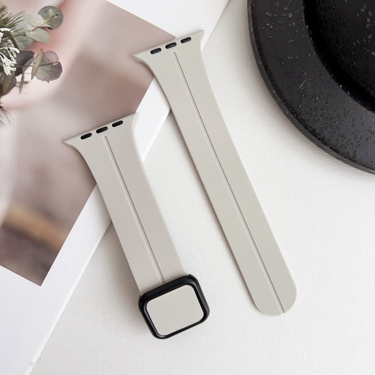 For Apple Watch SE 40mm Magnetic Square Buckle Silicone Watch Band(Starlight) - Watch Bands by PMC TechLife | Online Shopping South Africa | PMC TechLife