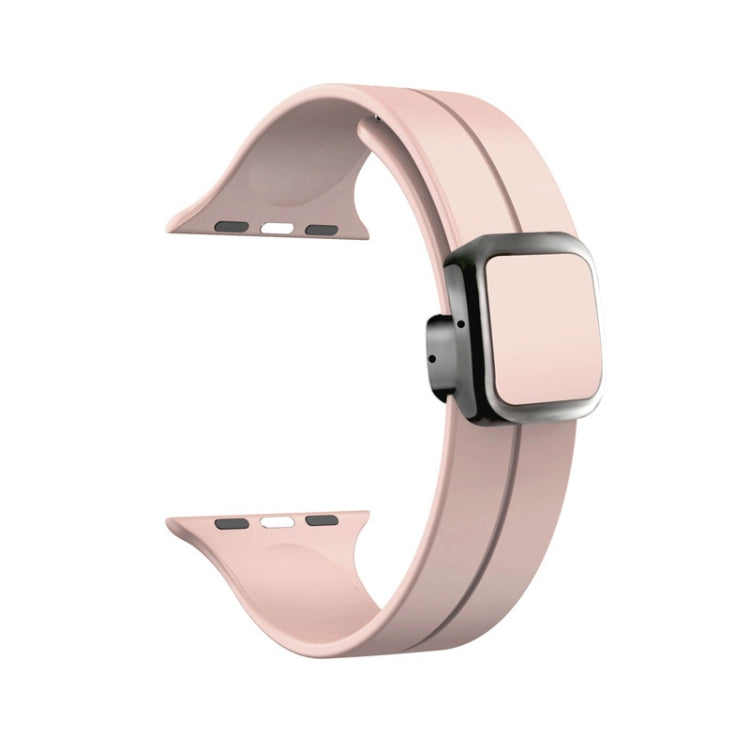 For Apple Watch SE 44mm Magnetic Square Buckle Silicone Watch Band(Sand Pink) - Watch Bands by PMC TechLife | Online Shopping South Africa | PMC TechLife