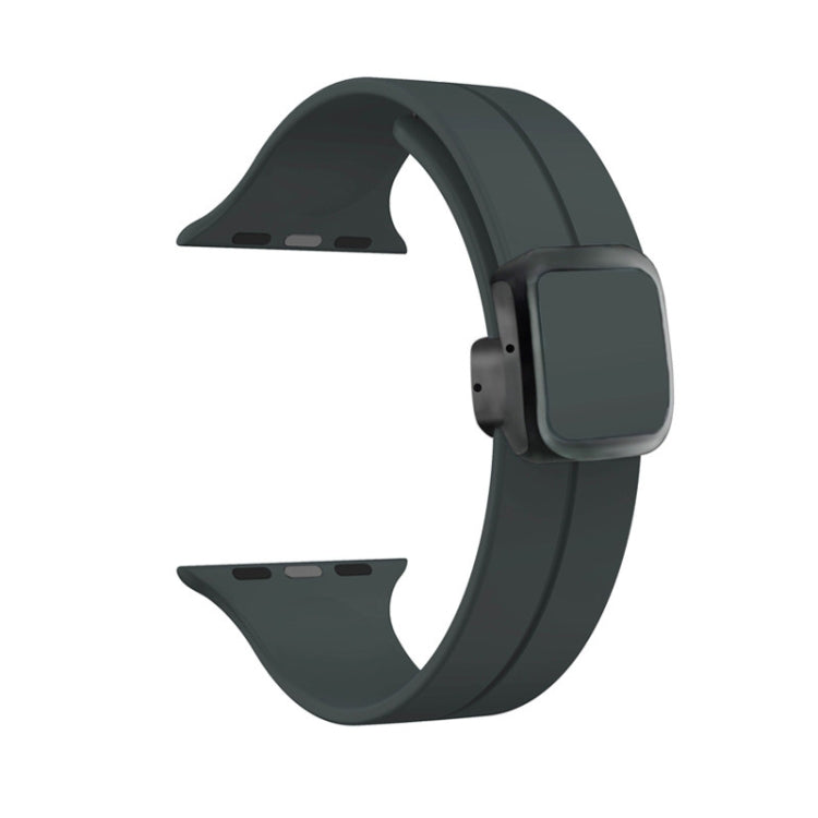 For Apple Watch SE 44mm Magnetic Square Buckle Silicone Watch Band(Dark Grey) - Watch Bands by PMC TechLife | Online Shopping South Africa | PMC TechLife