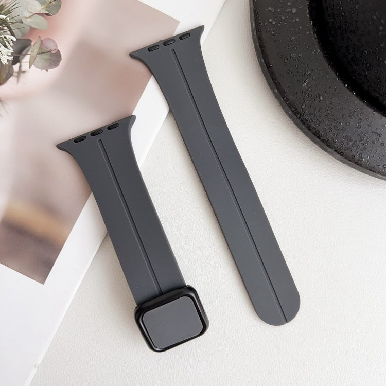 For Apple Watch SE 44mm Magnetic Square Buckle Silicone Watch Band(Dark Grey) - Watch Bands by PMC TechLife | Online Shopping South Africa | PMC TechLife