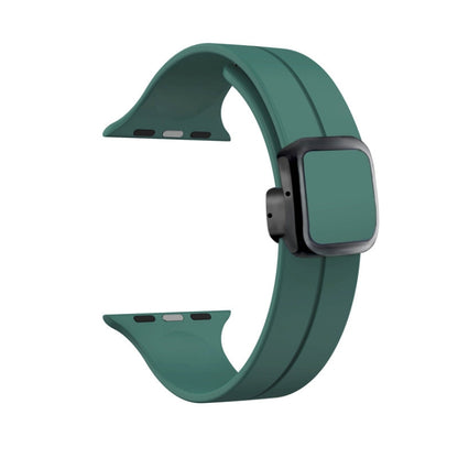 For Apple Watch Series 6 40mm Magnetic Square Buckle Silicone Watch Band(Pine Green) - Watch Bands by PMC Jewellery | Online Shopping South Africa | PMC Jewellery