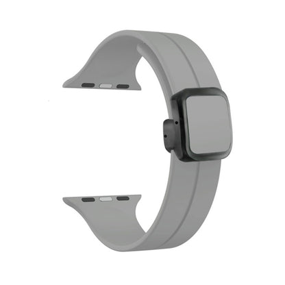 For Apple Watch Series 6 40mm Magnetic Square Buckle Silicone Watch Band(Cloud Gray) - Watch Bands by PMC Jewellery | Online Shopping South Africa | PMC Jewellery