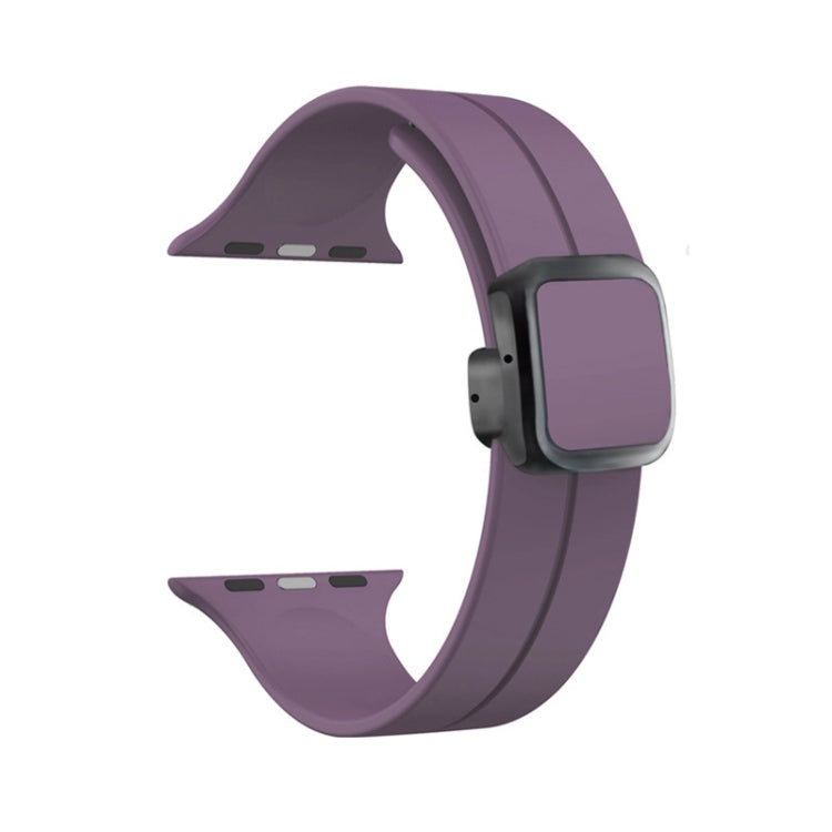 For Apple Watch Series 6 44mm Magnetic Square Buckle Silicone Watch Band(Fruit Purple) - Watch Bands by PMC Jewellery | Online Shopping South Africa | PMC Jewellery