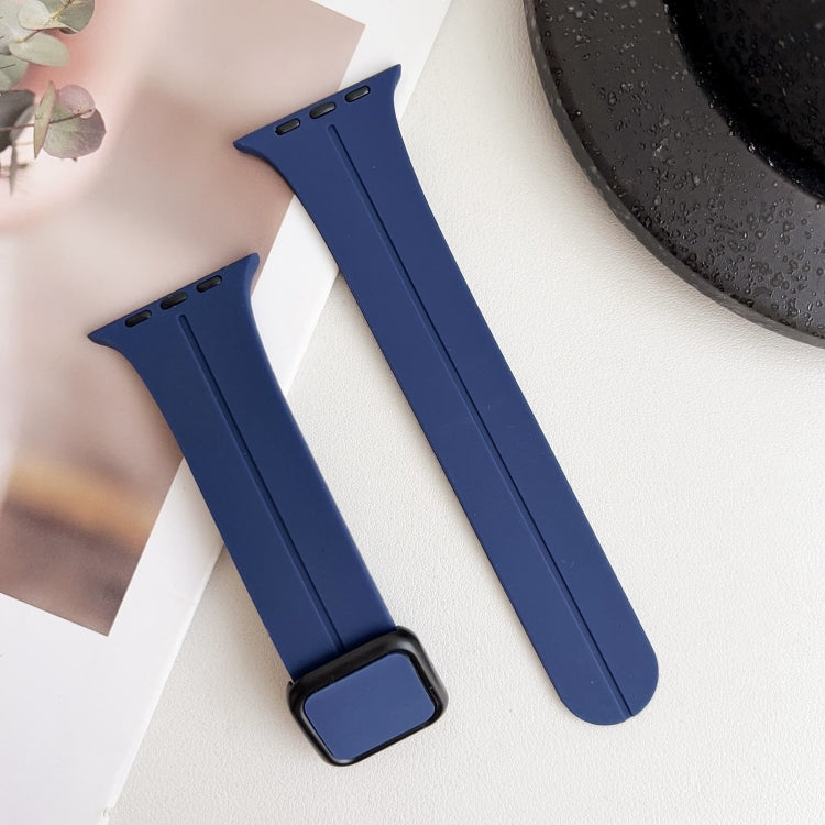 For Apple Watch Series 6 44mm Magnetic Square Buckle Silicone Watch Band(Midnight Blue) - Watch Bands by PMC Jewellery | Online Shopping South Africa | PMC Jewellery