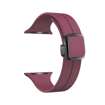 For Apple Watch Series 2 38mm Magnetic Square Buckle Silicone Watch Band(Wine Red) - Watch Bands by PMC Jewellery | Online Shopping South Africa | PMC Jewellery