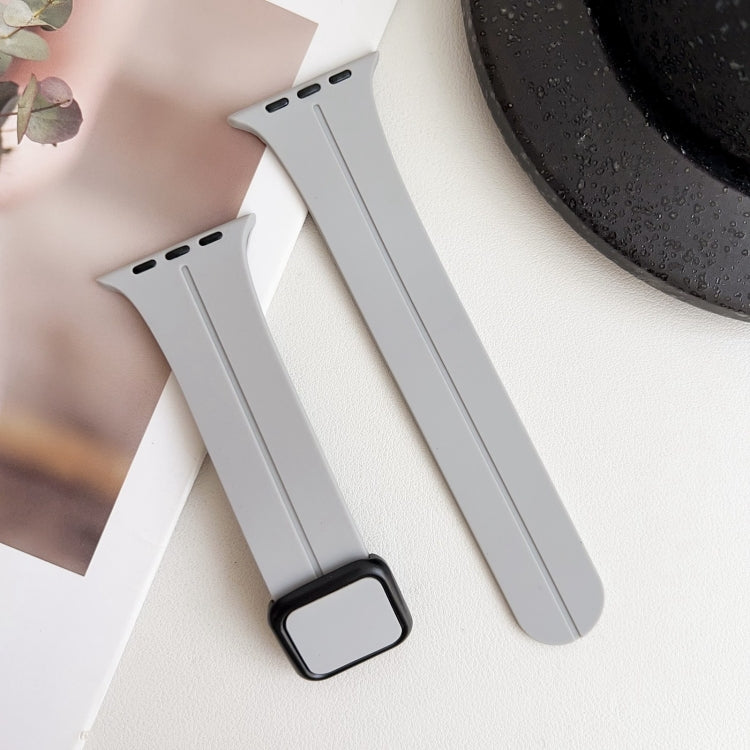 For Apple Watch Series 2 38mm Magnetic Square Buckle Silicone Watch Band(Cloud Gray) - Watch Bands by PMC TechLife | Online Shopping South Africa | PMC TechLife