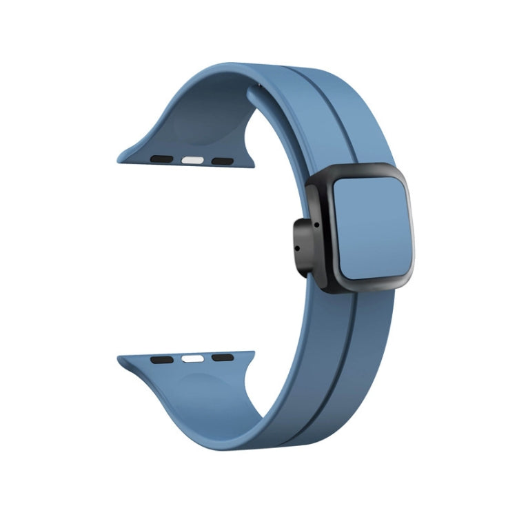 For Apple Watch 42mm Magnetic Square Buckle Silicone Watch Band(Blue) - Watch Bands by PMC TechLife | Online Shopping South Africa | PMC TechLife