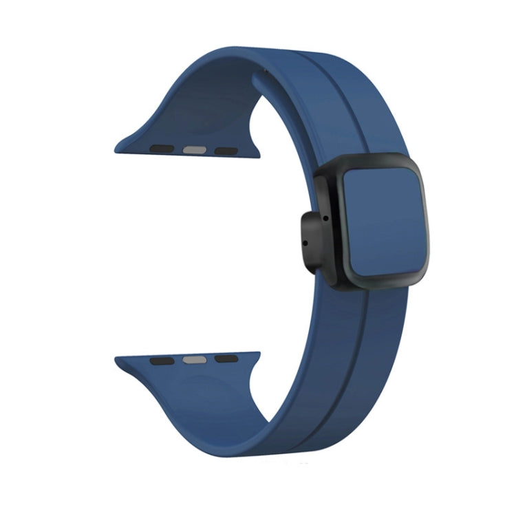 For Apple Watch 42mm Magnetic Square Buckle Silicone Watch Band(Midnight Blue) - Watch Bands by PMC TechLife | Online Shopping South Africa | PMC TechLife
