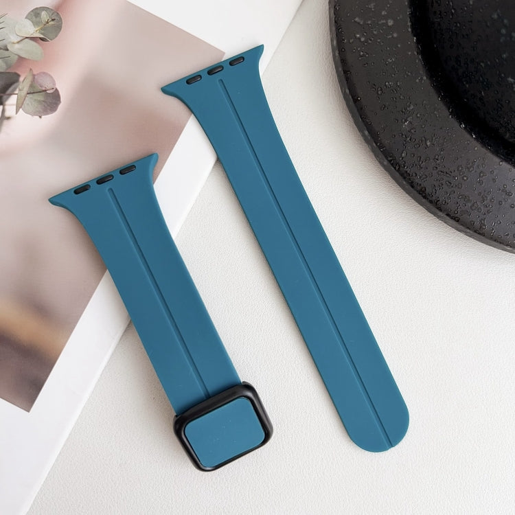 For Apple Watch 42mm Magnetic Square Buckle Silicone Watch Band(Rock Green) - Watch Bands by PMC TechLife | Online Shopping South Africa | PMC TechLife