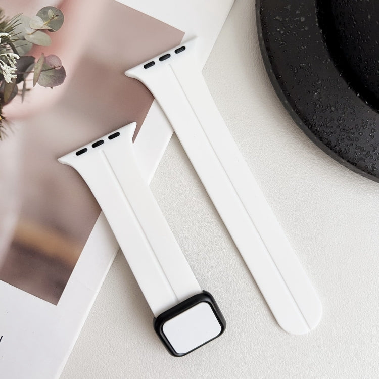 For Apple Watch 38mm Magnetic Square Buckle Silicone Watch Band(White) - Watch Bands by PMC TechLife | Online Shopping South Africa | PMC TechLife