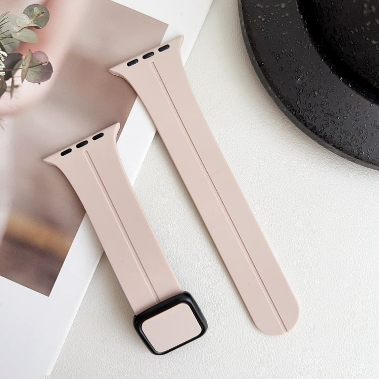 For Apple Watch 38mm Magnetic Square Buckle Silicone Watch Band(Sand Pink) - Watch Bands by PMC TechLife | Online Shopping South Africa | PMC TechLife