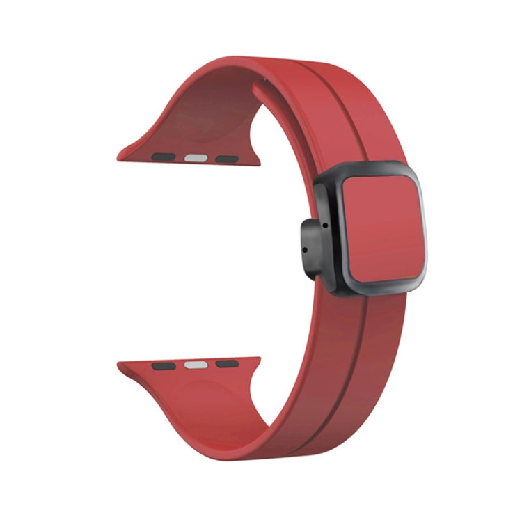 For Apple Watch 38mm Magnetic Square Buckle Silicone Watch Band(Red) - Watch Bands by PMC TechLife | Online Shopping South Africa | PMC TechLife
