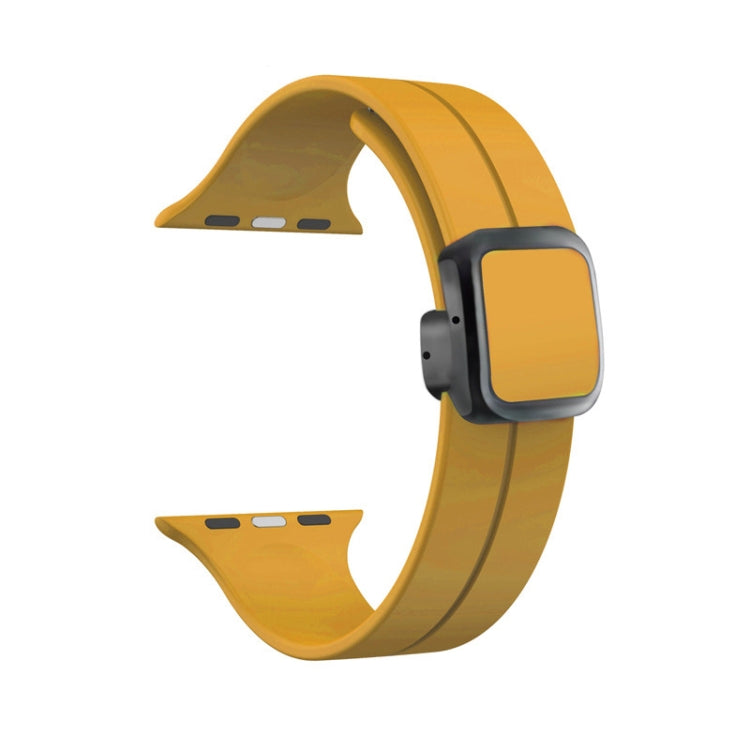 For Apple Watch 38mm Magnetic Square Buckle Silicone Watch Band(Yellow) - Watch Bands by PMC TechLife | Online Shopping South Africa | PMC TechLife