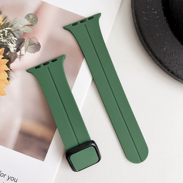 For Apple Watch 38mm Magnetic Square Buckle Silicone Watch Band(Alfalfa) - Watch Bands by PMC TechLife | Online Shopping South Africa | PMC TechLife
