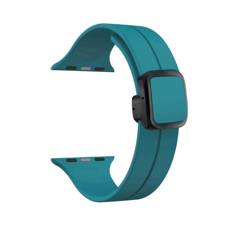 For Apple Watch 38mm Magnetic Square Buckle Silicone Watch Band(Rock Green) - Watch Bands by PMC TechLife | Online Shopping South Africa | PMC TechLife