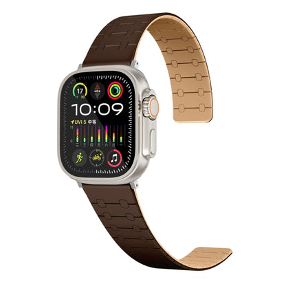 For Apple Watch SE 2023 44mm Two Color Loop Magnetic Silicone Watch Band(Dark Brown+Light Brown) - Watch Bands by PMC Jewellery | Online Shopping South Africa | PMC Jewellery