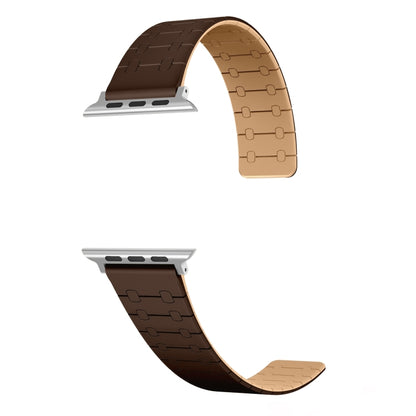 For Apple Watch SE 2023 40mm Two Color Loop Magnetic Silicone Watch Band(Dark Brown+Light Brown) - Watch Bands by PMC Jewellery | Online Shopping South Africa | PMC Jewellery