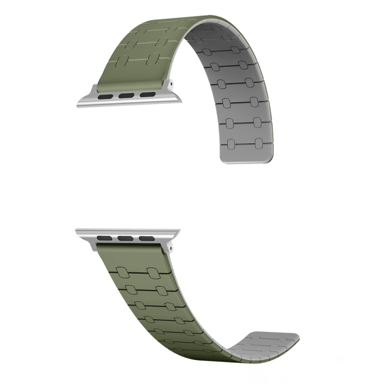 For Apple Watch Series 9 45mm Two Color Loop Magnetic Silicone Watch Band(Green+Grey) - free shipping - PMC TechLife - Order now!